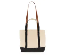 Logo Cotton Shoulder Bag — Beige