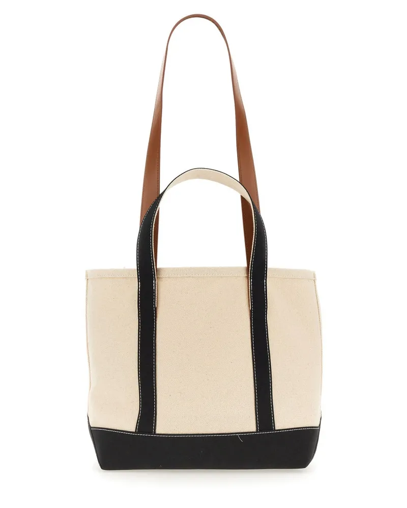 Palm Angels Women's Bag With Logo Multicolour Cotton Shoulder Beige
