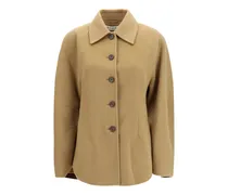 Sculptural Oversized-Sleeve Merino Wool Jacket — Camel