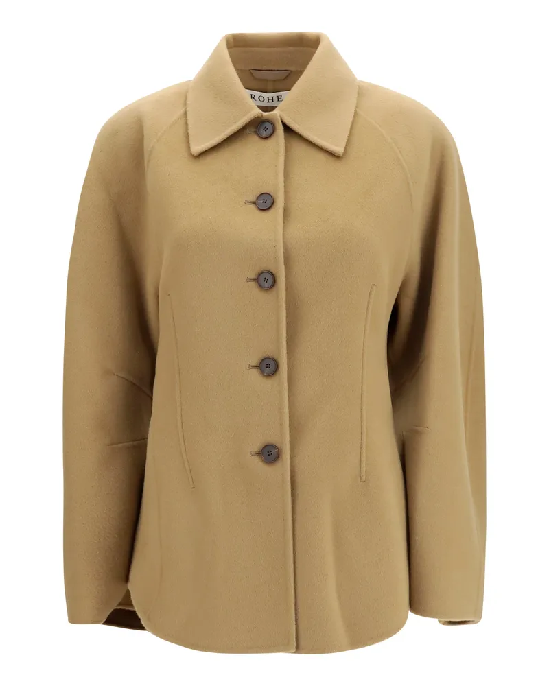Róhe Women's Jacket Sculptural Oversized-Sleeve Camel Merino Wool (ovis Aries Camel