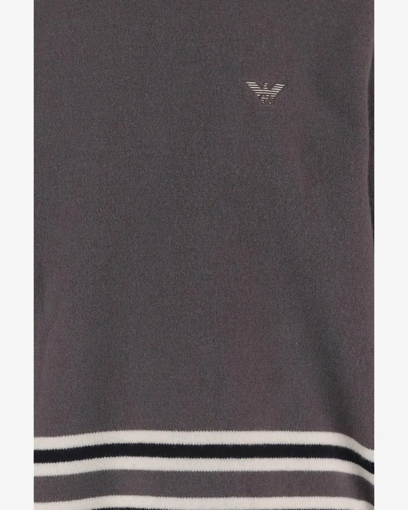 Emporio Armani Men's Hooded Sweater Virgin Wool Grey Gray