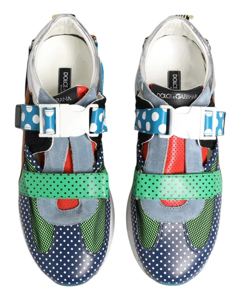 Dolce & Gabbana Polka-Dot Mesh and Suede Leather Sneaker — Multicolor Multicolor