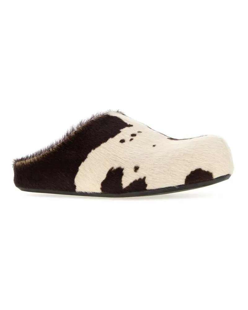 Marni Women's Printed Calf Hair Fussbett Slippers Lilywhitebrown Mocassini Loafers Multicolor