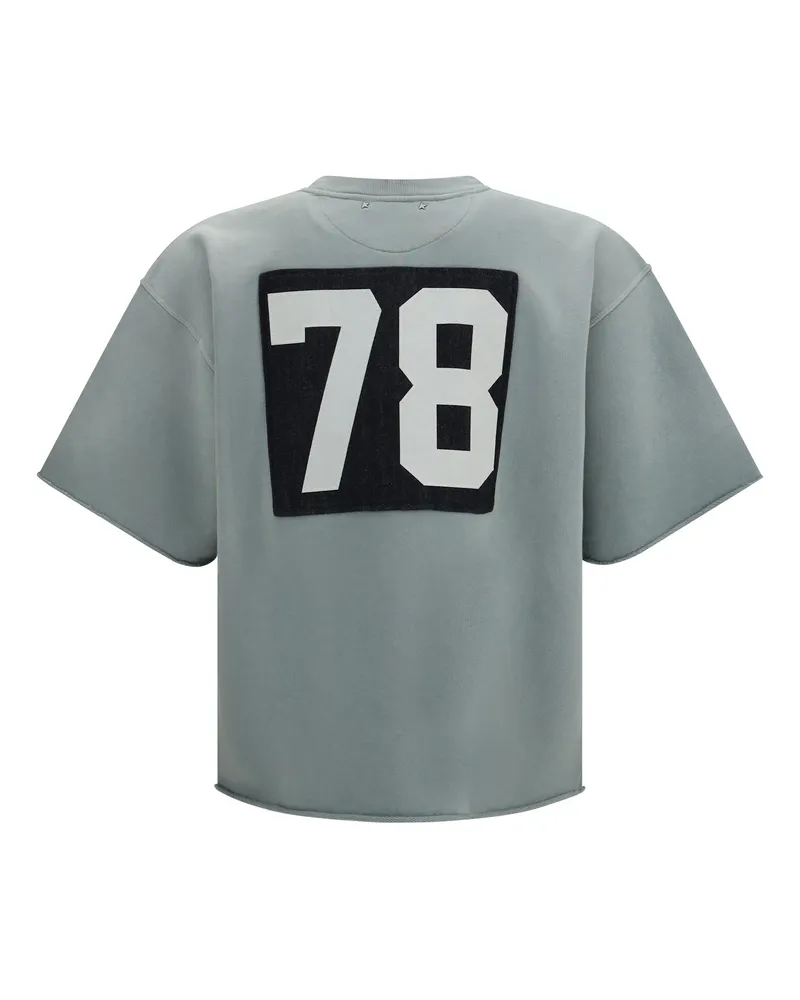 Golden Goose Men's Short-Sleeve Sweatshirt With Back Print Iceberg Green Cotton Sweatshirts Sweater Green