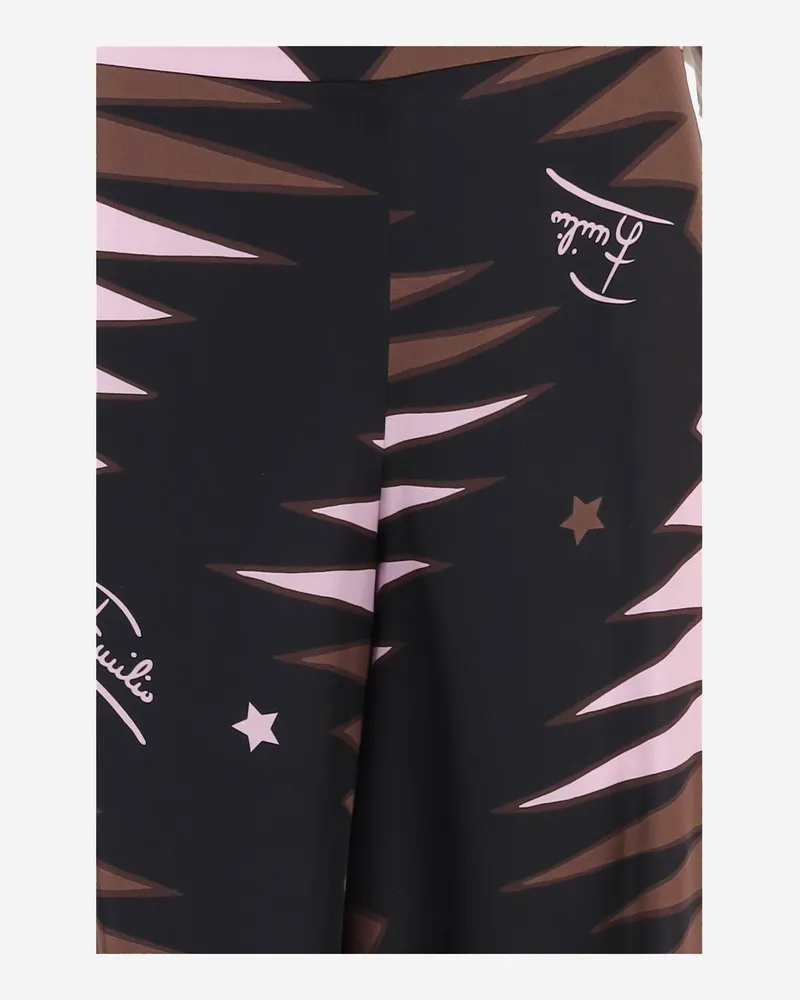 Emilio Pucci Valdimontone Print Silk Trousers — Multicolor Multicolor
