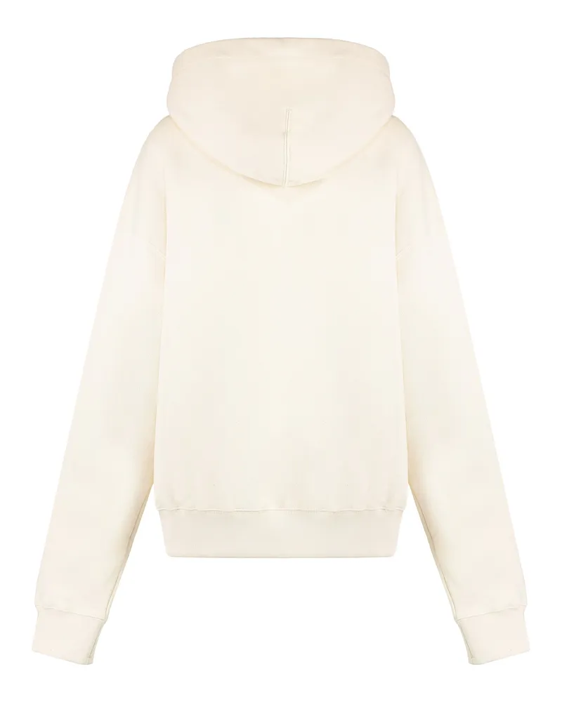Jil Sander Women Ribbed Cotton Hoodie Cream Hoodies Cream