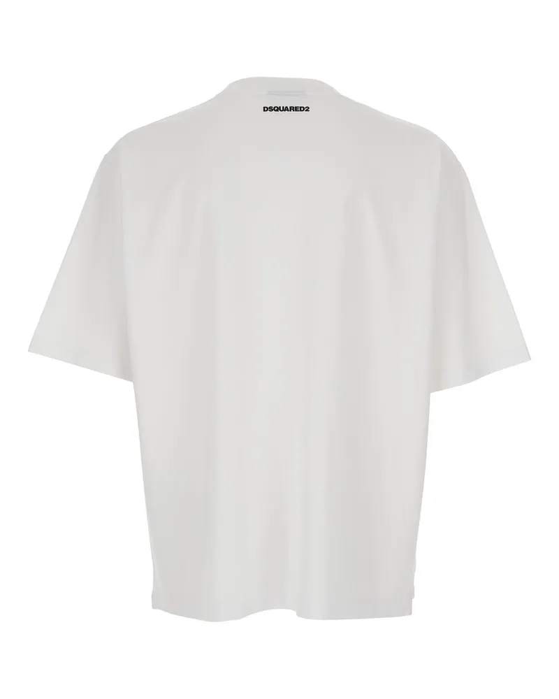 Dsquared2 Men's T-Shirt With Raised Collar, White Cotton T-Shirts And Polos White