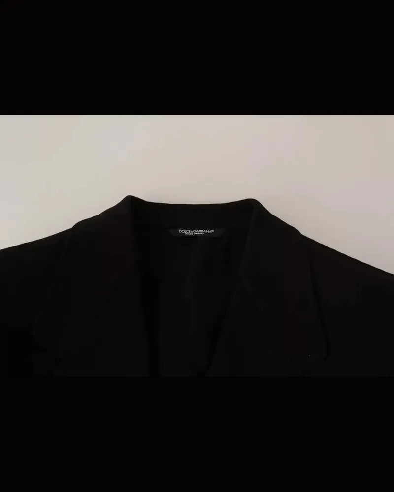 Dolce & Gabbana Men's Black Wool Slim Fit Coat Jacket Blazer Nylon Silk Clothing Black