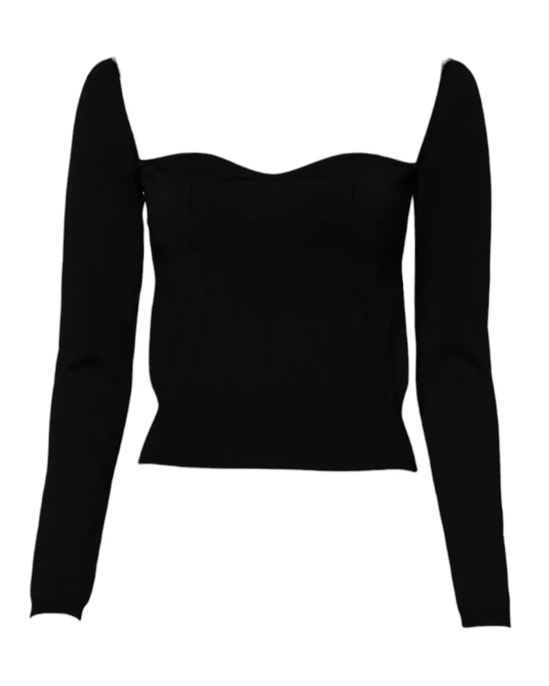 Dolce & Gabbana Women's Black Square Neckline Long Sleeves Sweater Viscose Polyester Clothing Black