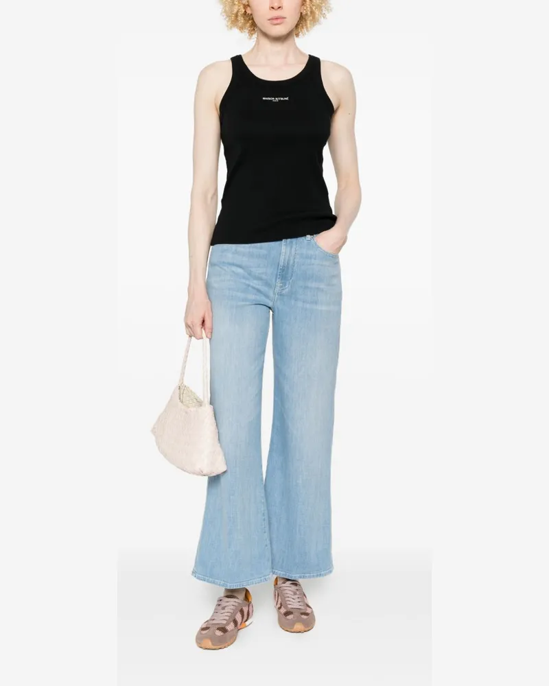 Kitsuné Logo-Embroidered Cotton Tank Top — Black Black