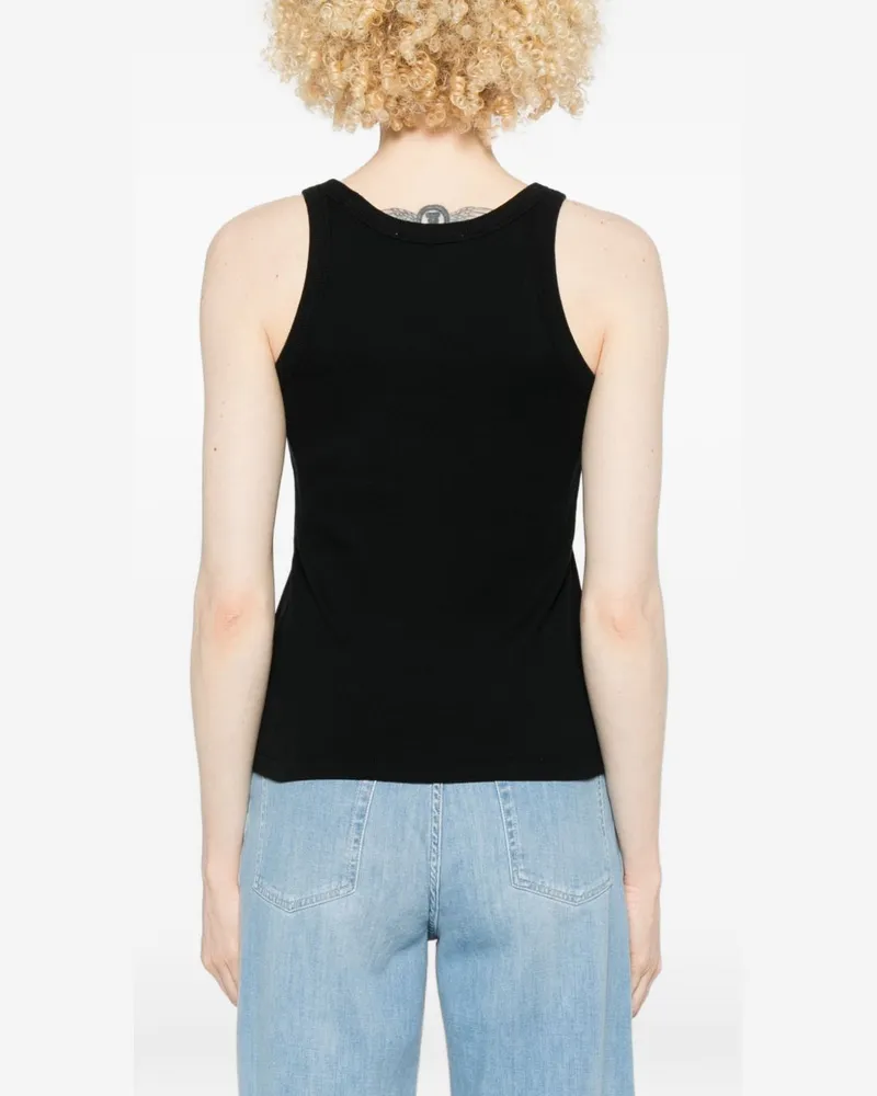 Kitsuné Logo-Embroidered Cotton Tank Top — Black Black