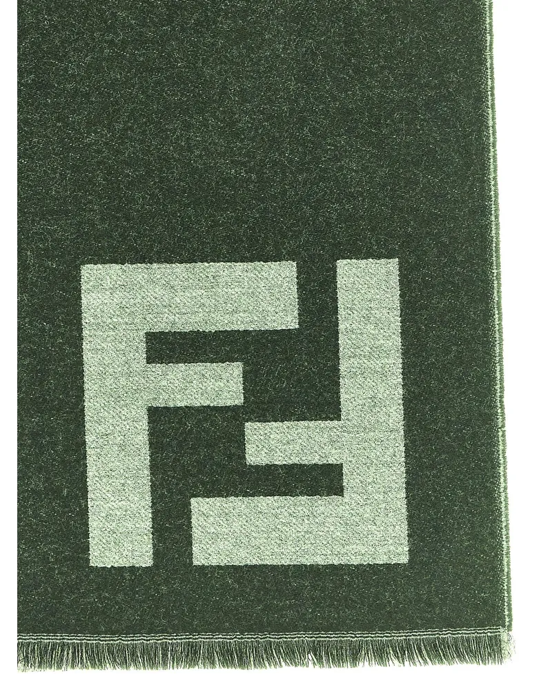 Fendi FF Macro Wool Jacquard Scarf — Black Black