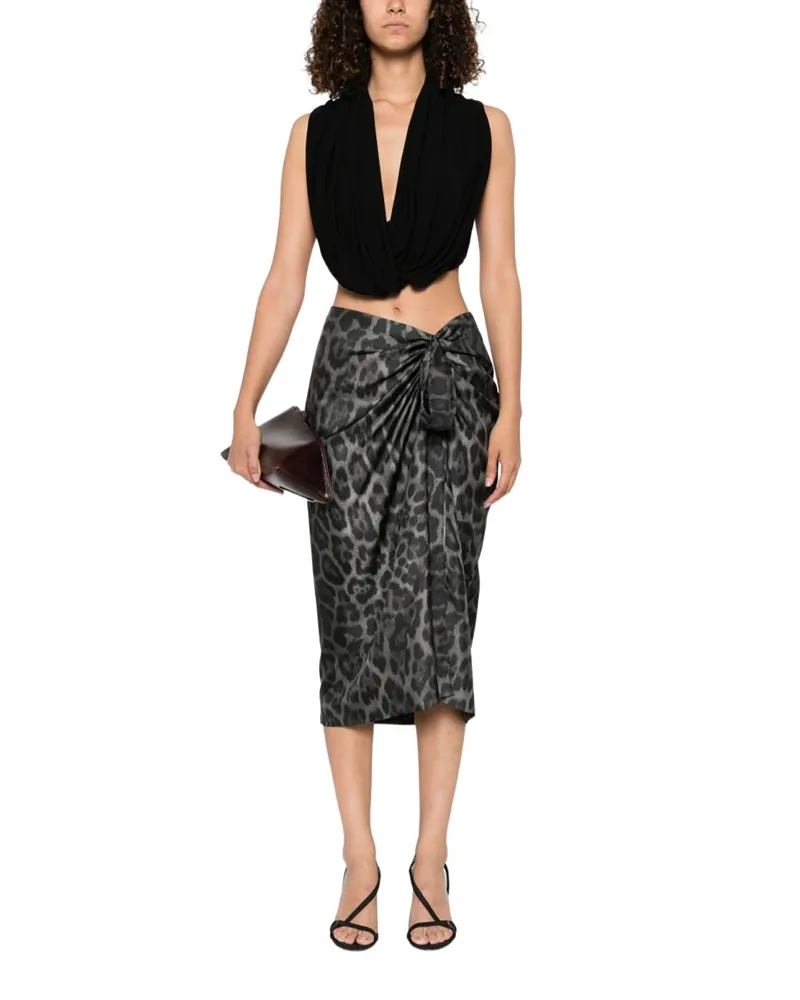Stella McCartney Silk Animal Print Skirt — Brown Brown