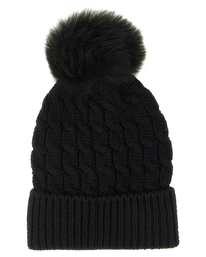 Moncler MO344415BM Virgin Wool Beanie — Black Black