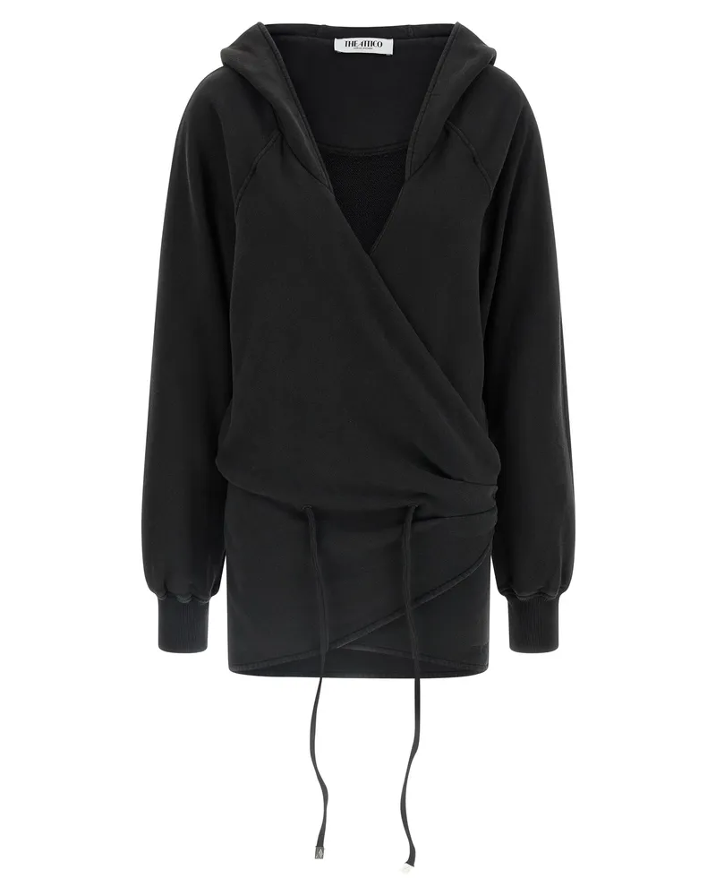 ATTICO Hooded Cotton Fleece Sweatshirt — Black Black