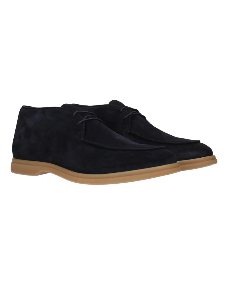 Eleventy Men's Blue Leather Oxfords And Derbies Shoe Black