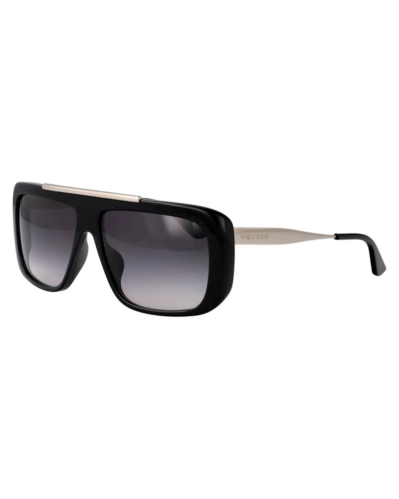 Alexander McQueen Unisex Sunglasses Am0492s Black-Silver-Grey Metal Black/silver/grey Black