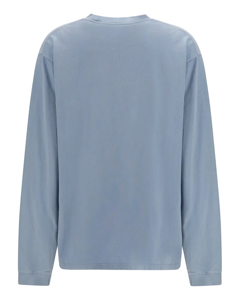 Alexander Wang Logo-Embroidered Cotton Long-Sleeve T-Shirt — Blue Blue