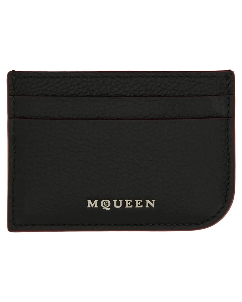 Alexander McQueen Domesticated Calf Leather Card Case — Black Black