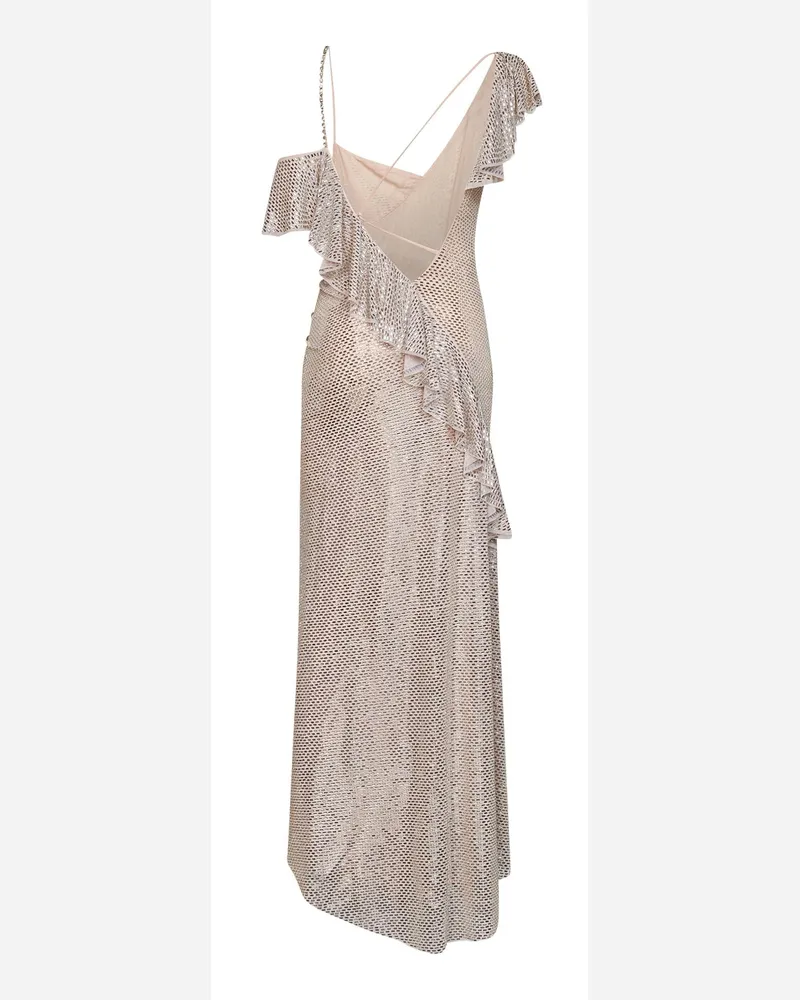 Self-Portrait Women's Rhinestone-Embellished Maxi Dress Nude Polyester Beige