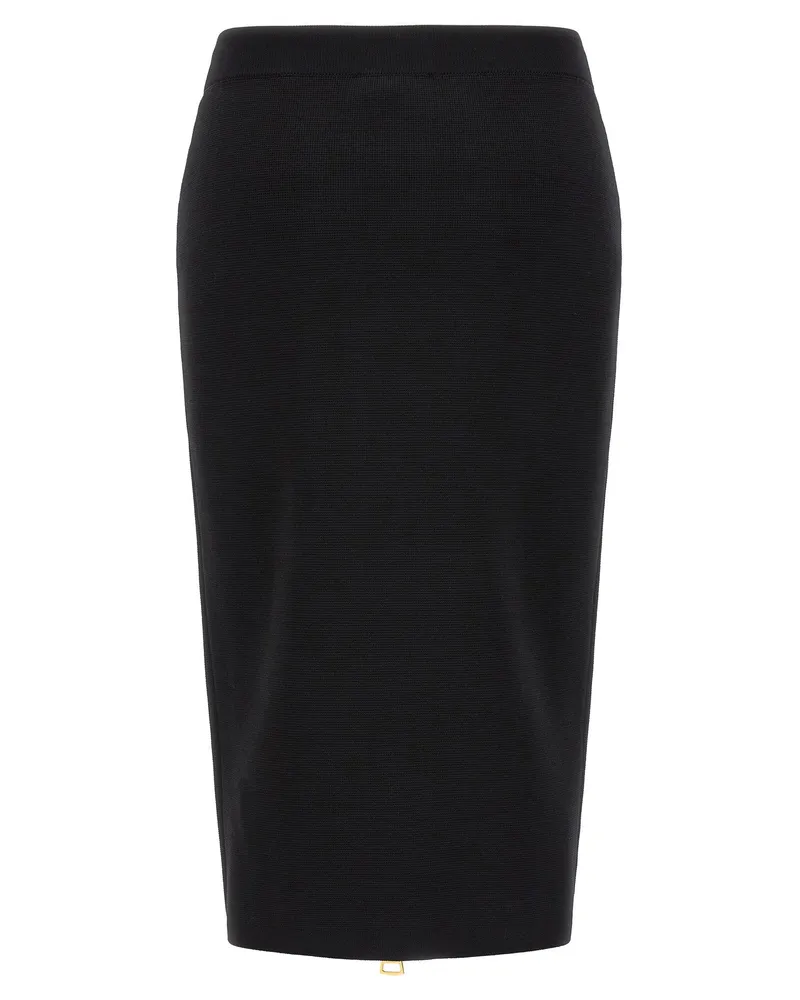 Elisabetta Franchi Gold-Zip Pencil Skirt — Black Black