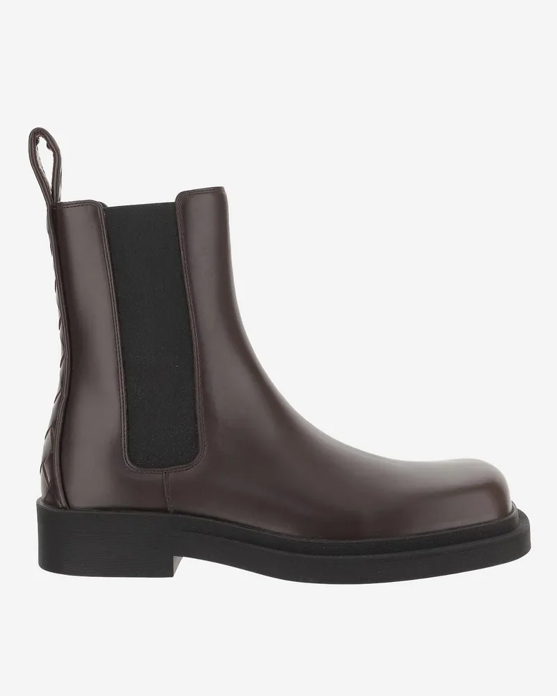 Bottega Veneta Men's Chelsea Ben Leather Boots Brown Calfskin Brown