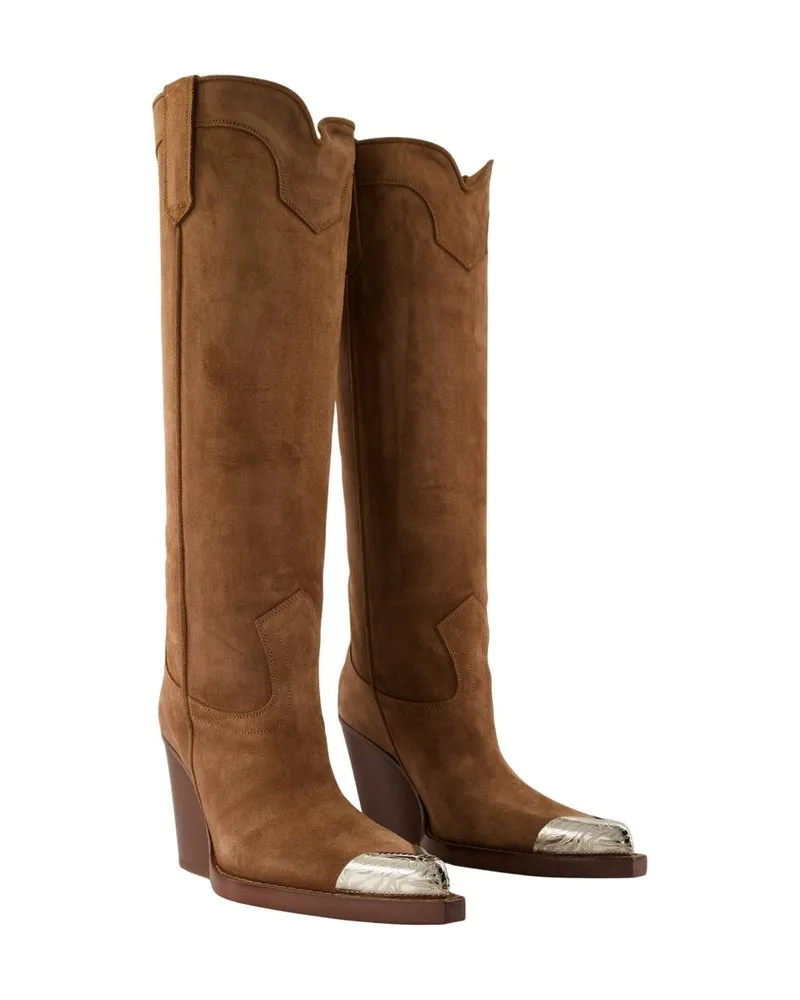 Paris Texas Women's Boots Brown Calfskin Heels Brown