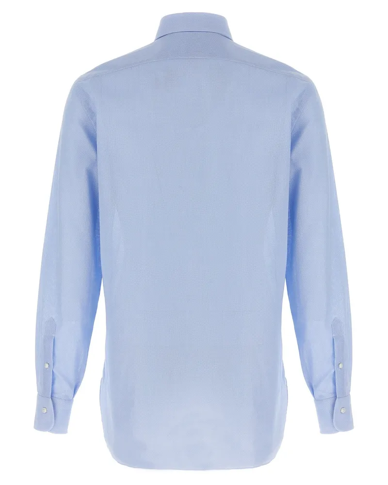 BARBA Honeycomb Cotton Shirt — Light Blue Light