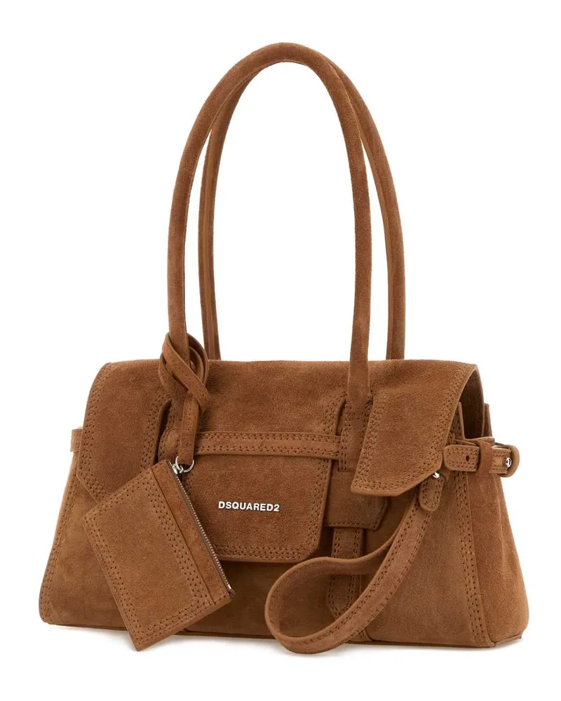 Dsquared2 Women's Camel Suede Shoulder Bag Tan Borse A Mano Tan