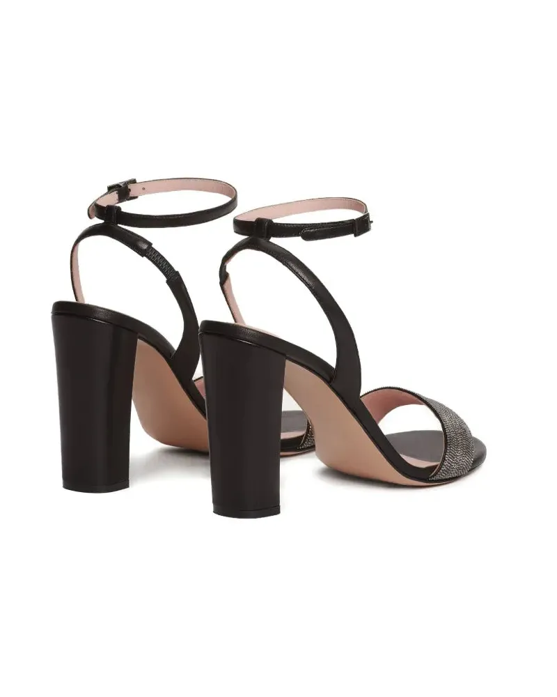 Fabiana Filippi Women's Bead-Embellished Block-Heel Sandals Aw25 W Black