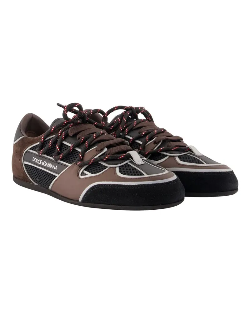 Dolce & Gabbana Men's Ginnica Soft Sneakers -  Leather Brown Calfskin Shoes Brown