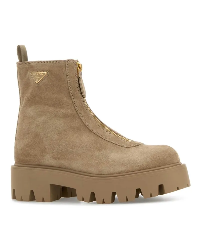 Prada Women's Stride Boot Beige Suede Beige