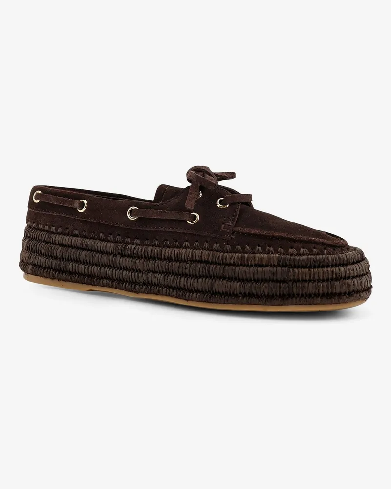 Paloma Barceló Women's Loafers Penelope Suede-Raffia Brown Leather-Raffia Leather/raffia Brown