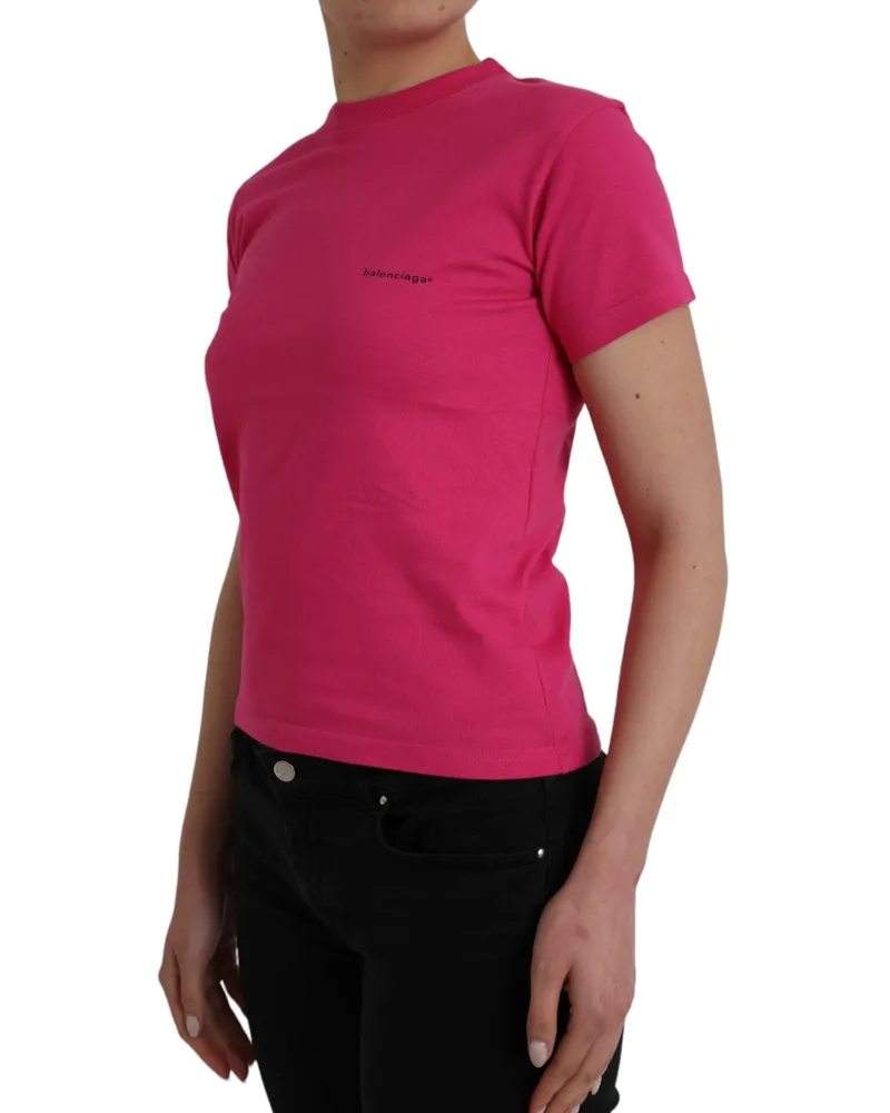 Balenciaga Women's Logo-Embroidered Cotton T-Shirt Pink Pink