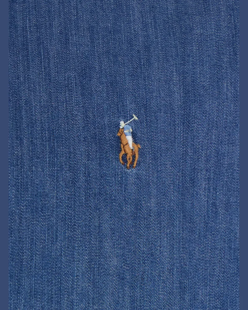 Ralph Lauren Embroidered Logo Denim Shirt — Blue 