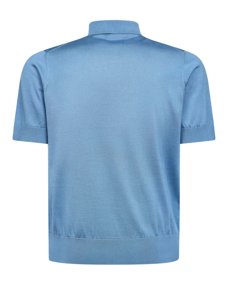 Dolce & Gabbana Men's Light Blue Silk Knit Polo Shirt T-shirts And Polos Blue