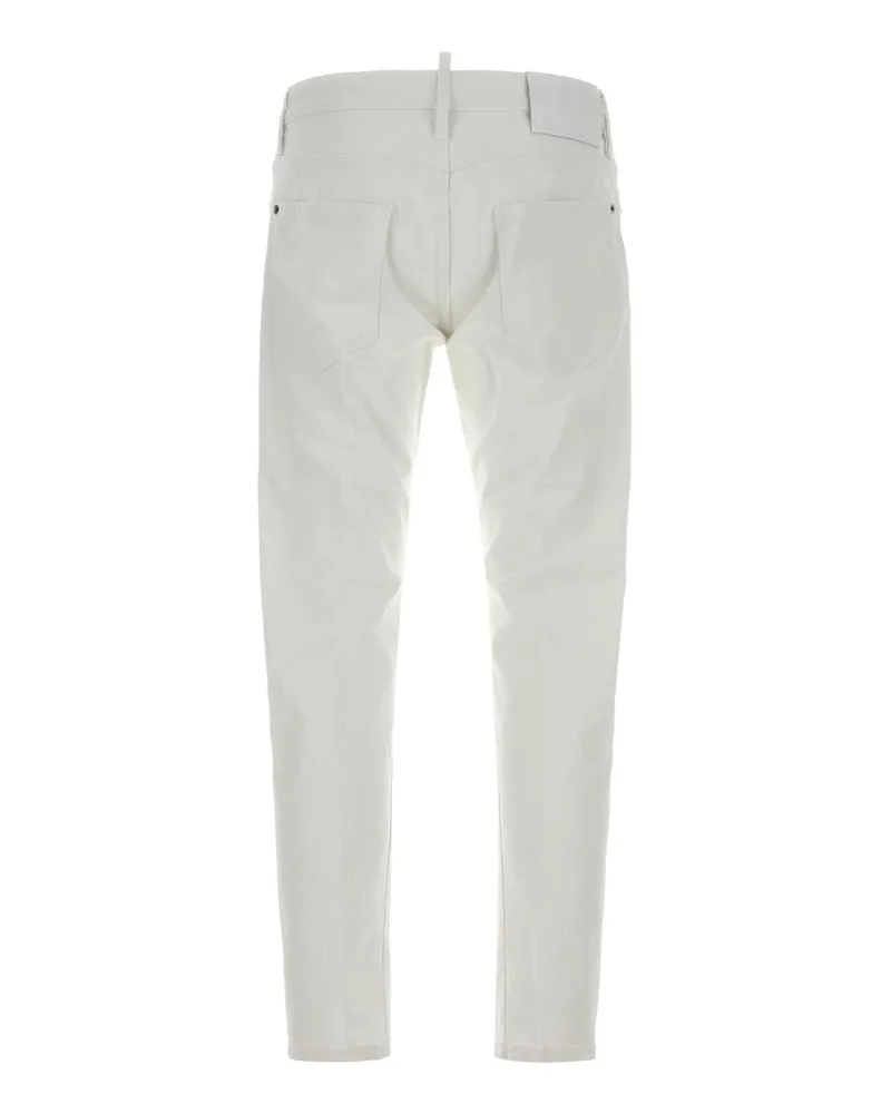 Dsquared2 Men's White Stretch Denim Slim Twist Jeans Exterior: Cotton Elastane Pantaloni White