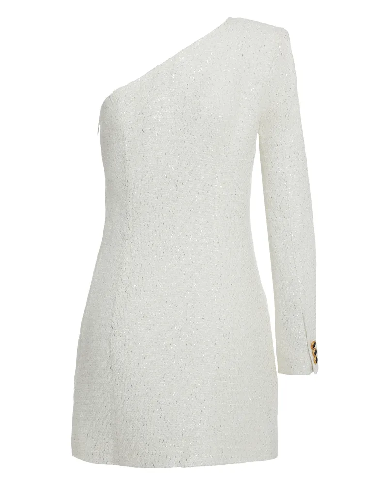 Alessandra Rich Women's Mini Knitted Dress With Decorative Buttons White Polyamide White