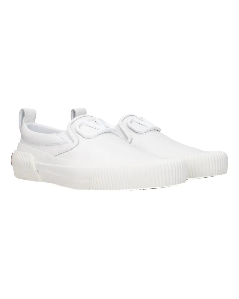 Valentino Garavani Men's White Leather Slip-On Loafers White