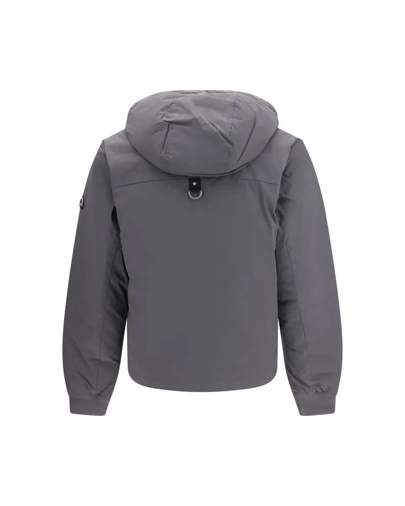 Moose Knuckles Nylon Hooded Down Jacket — Gray Gray