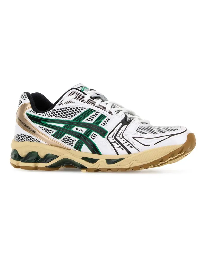Asics Men's Multicolor Mesh And Rubber Gel-Kayano 14 Sneakers White-Hinoki Beige White/hinoki White