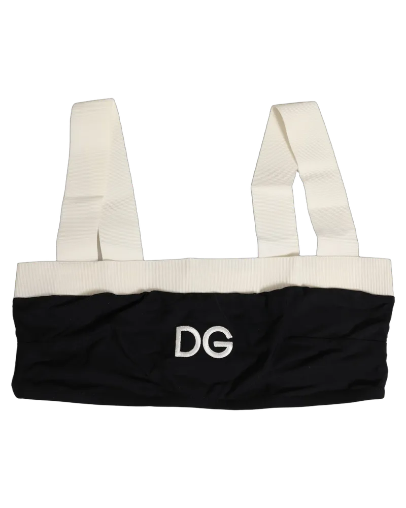 Dolce & Gabbana Logo-Detail Cotton Stretch Bikini Top — Black Black