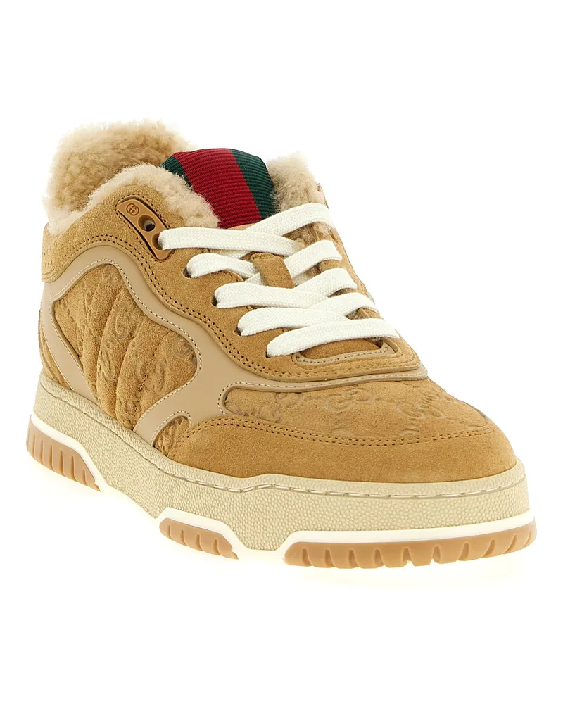Gucci Women's Beige Calfskin Athletic Sneakers Beige