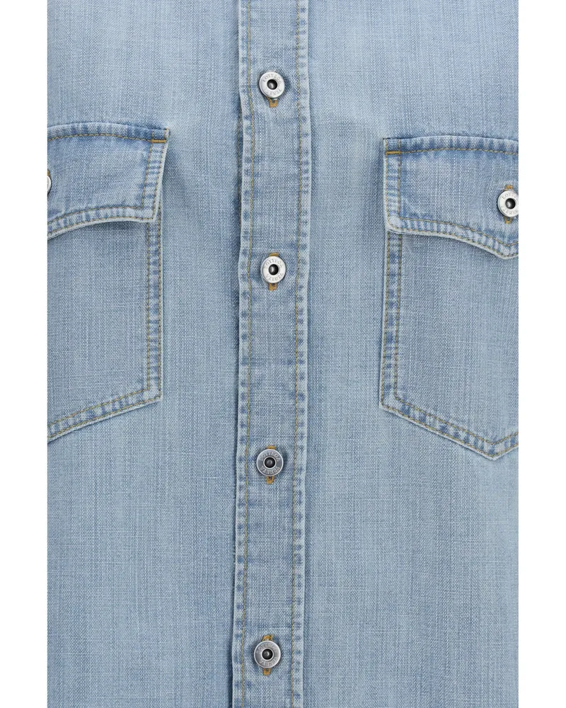 Bottega Veneta Women's Denim Shirt Sky Bleached Light Bleach Cotton Blue