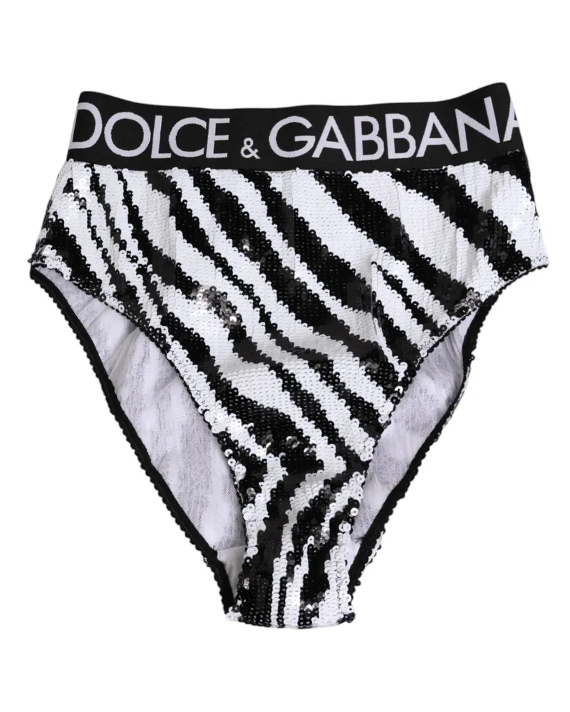 Dolce & Gabbana Women Black White Stripes High Waist Panty Underwear And El+pl Clothing Black