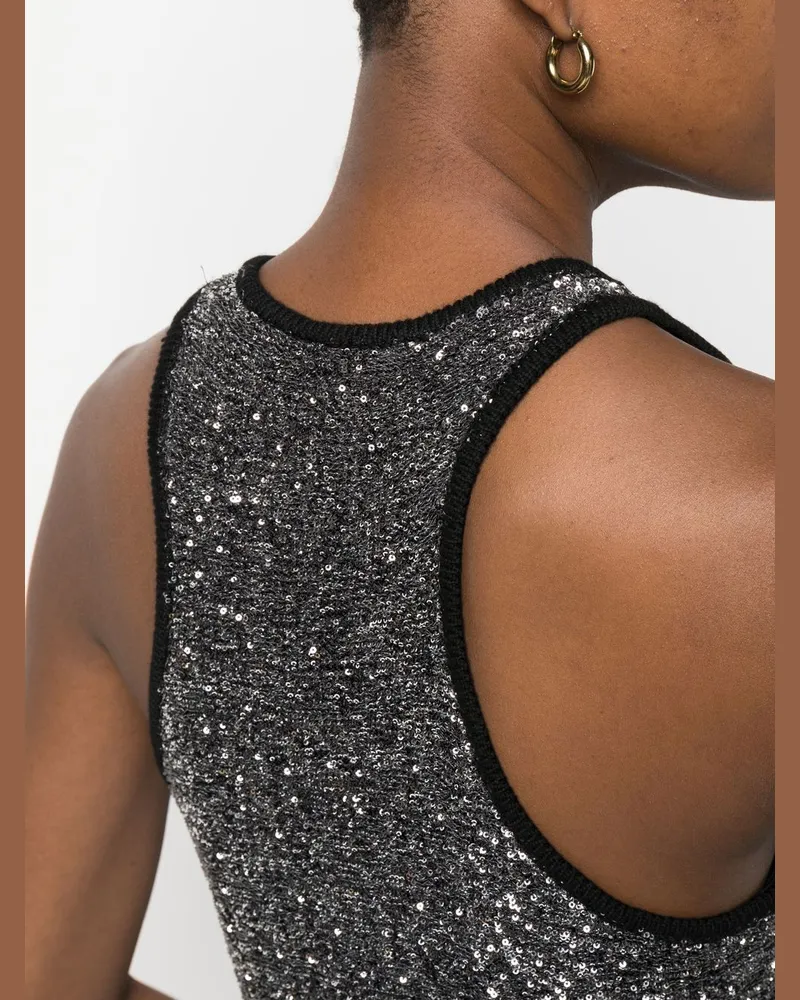 Fabiana Filippi Sequin-Embellished Tank Top — Gunmetal Grey Gunmetal