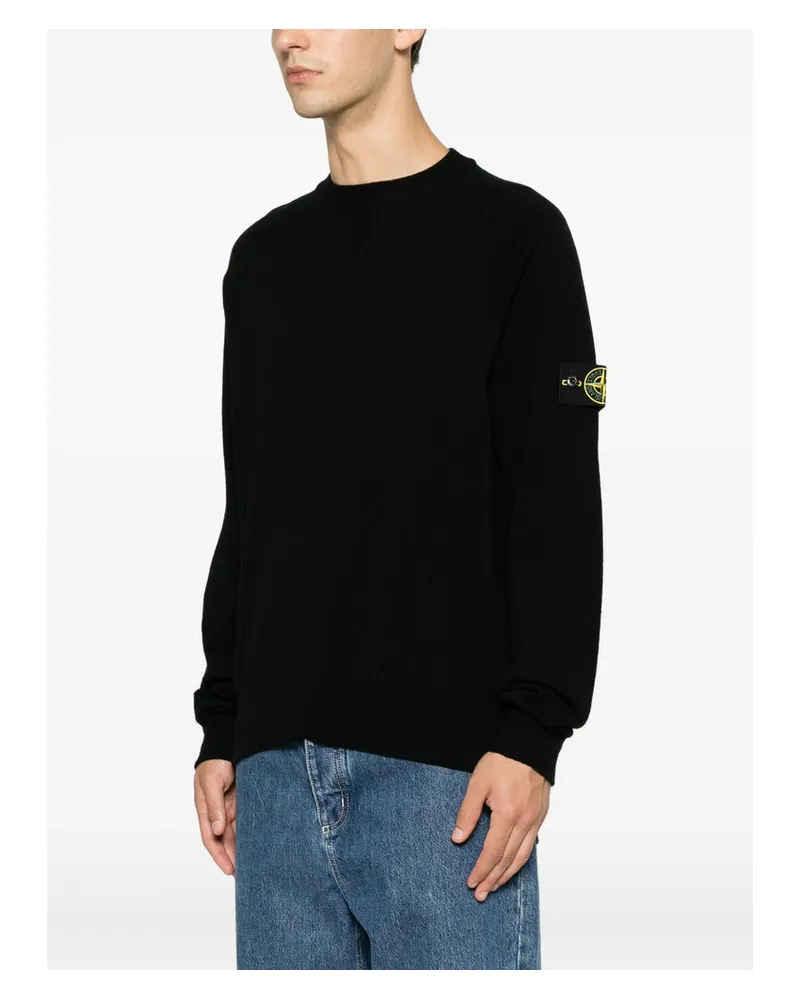 Stone Island Virgin Wool Crew Neck Sweater — Black Black