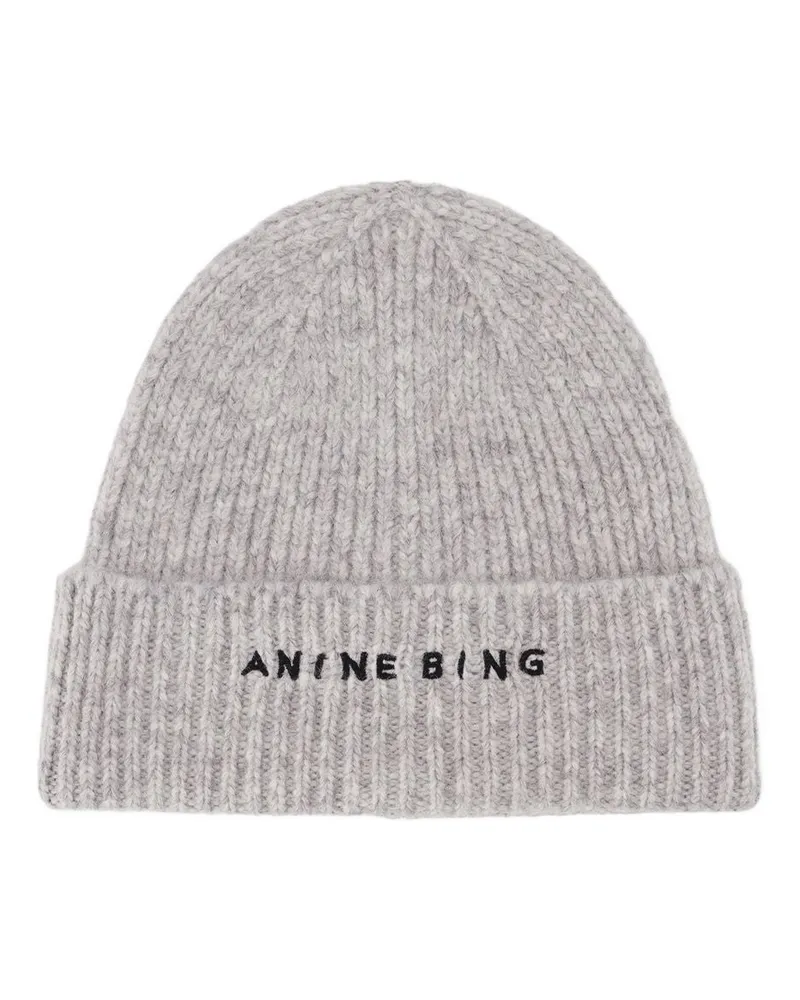 Anine Bing Women's Elia Beanie -  Wool Grey Accessories Hats Gray