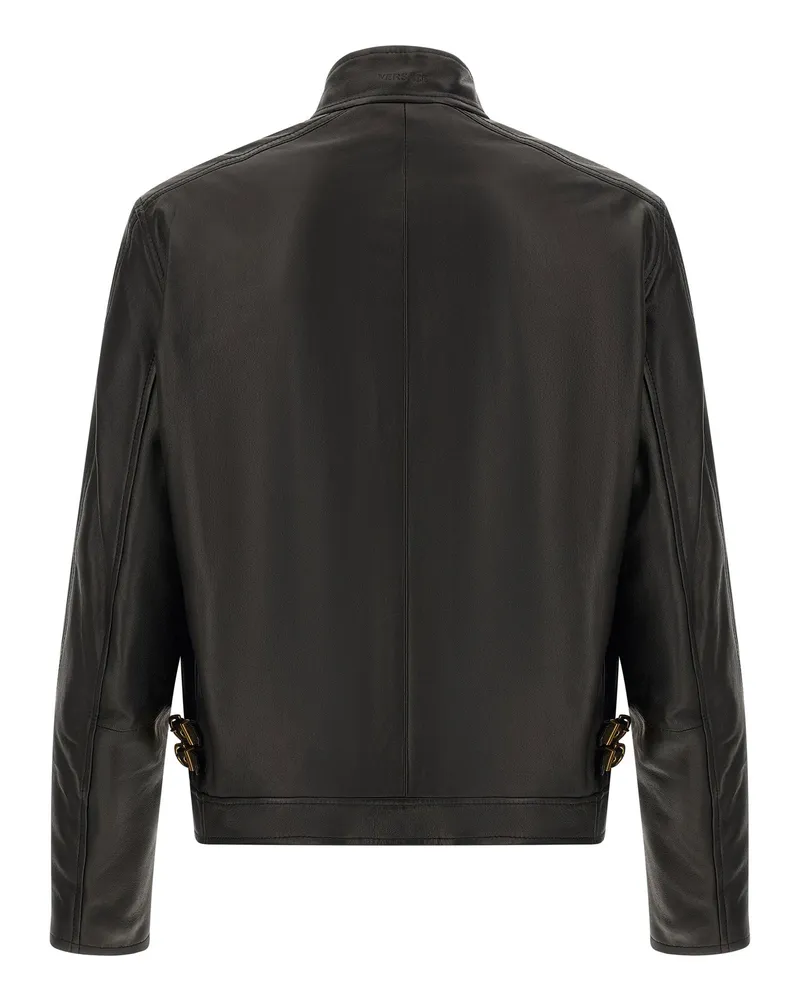 Versace Lamb Nappa Leather Biker Jacket — Black Black