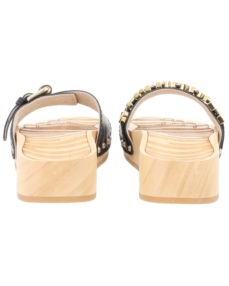 Moschino Logo-Embellished Calf Leather Sandals — Black Black